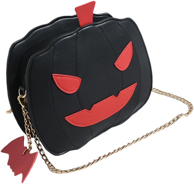 VALICLUD Halloween Pumpkin Crossbody Bag for Women Lightweight Devil Shoulder Messenger Purse Compact Handbag for Student Girls Everyday Party Use