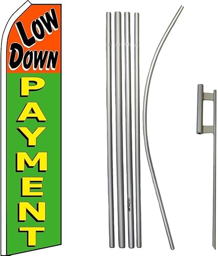 Premium Low Down Payment OrangeSwooper Flag & 16ft Flagpole KitGround