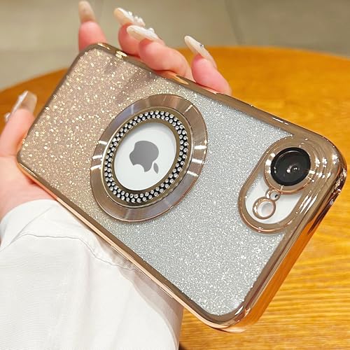 Image of Misscase for iPhone 17e Case& iPhone 16e Magnetic Glitter Case Compatible with MagSafe,Full Protection Slim Shockproof Anti-Scratch Case with Camera Lens Protector Dust-Proof Cover for Women Gold