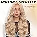 WIGNEE 26 Inch Long Curly Wavy Wig for White Women Synthetic Middle Part Honey Blonde Hair Wig Glueless with Bangs Natural Hairline Looking Wear and Go for Daily/Cosplay/Halloween