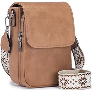 POIUGOYA Small Crossbody Bags for Women Trendy,Leather Triple Compartment Cell Phone Crossbody Wallet Purses with Card Slots