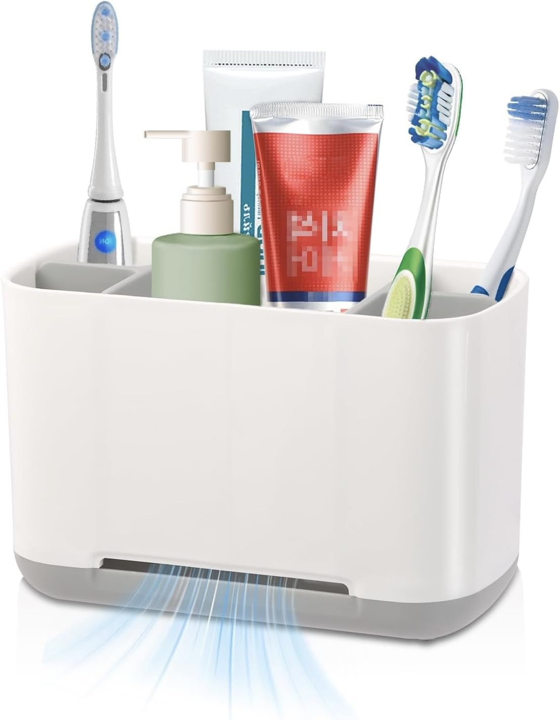 Toothbrush Holders for Bathrooms, Electric Tooth Brush Holder Set, 5 Compartments Toothbrush Detachable Storage Organizer Caddy With Drainage for Family Children