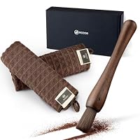 ecooe Barista Tuch + Barista Pinsel Set - 2 Magischer Barista Tücher 30 cm x 30cm und 1 Stück Vegane Kaffeebürste, Barista Zubehör für Kaffeemühle oder Siebträger, Kaffeewerkzeug für Barista – Ansicht 1