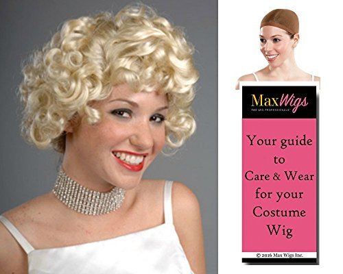Bundle 3artículos Marilyn Monroe Marlyn Norma Jean Hollywood Womens de Rubio Enigma Pelucas, Peluca tapa, maxwigs disfraz peluca Care Guía