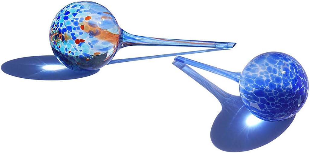BlueWhale Watering Globe Set 2 PC,Automatic Watering for Timesaving holidays Use Indoors or Outdoors Garden House Plant flowers or More Often Travel People by Dark Blue and Blue colorful(2.8×7.9 in)