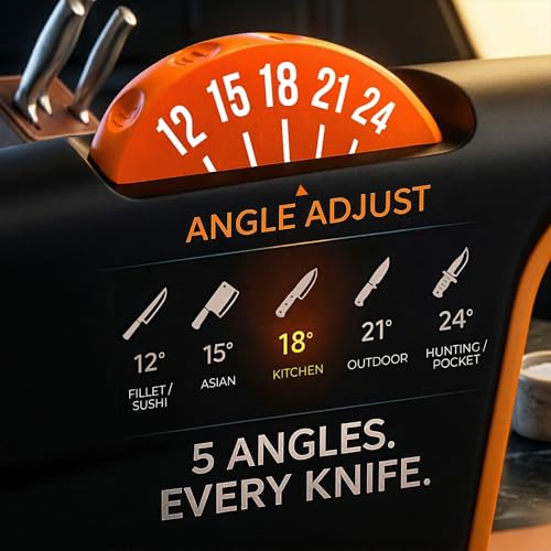 Orange Ninja knife sharpener kit in use