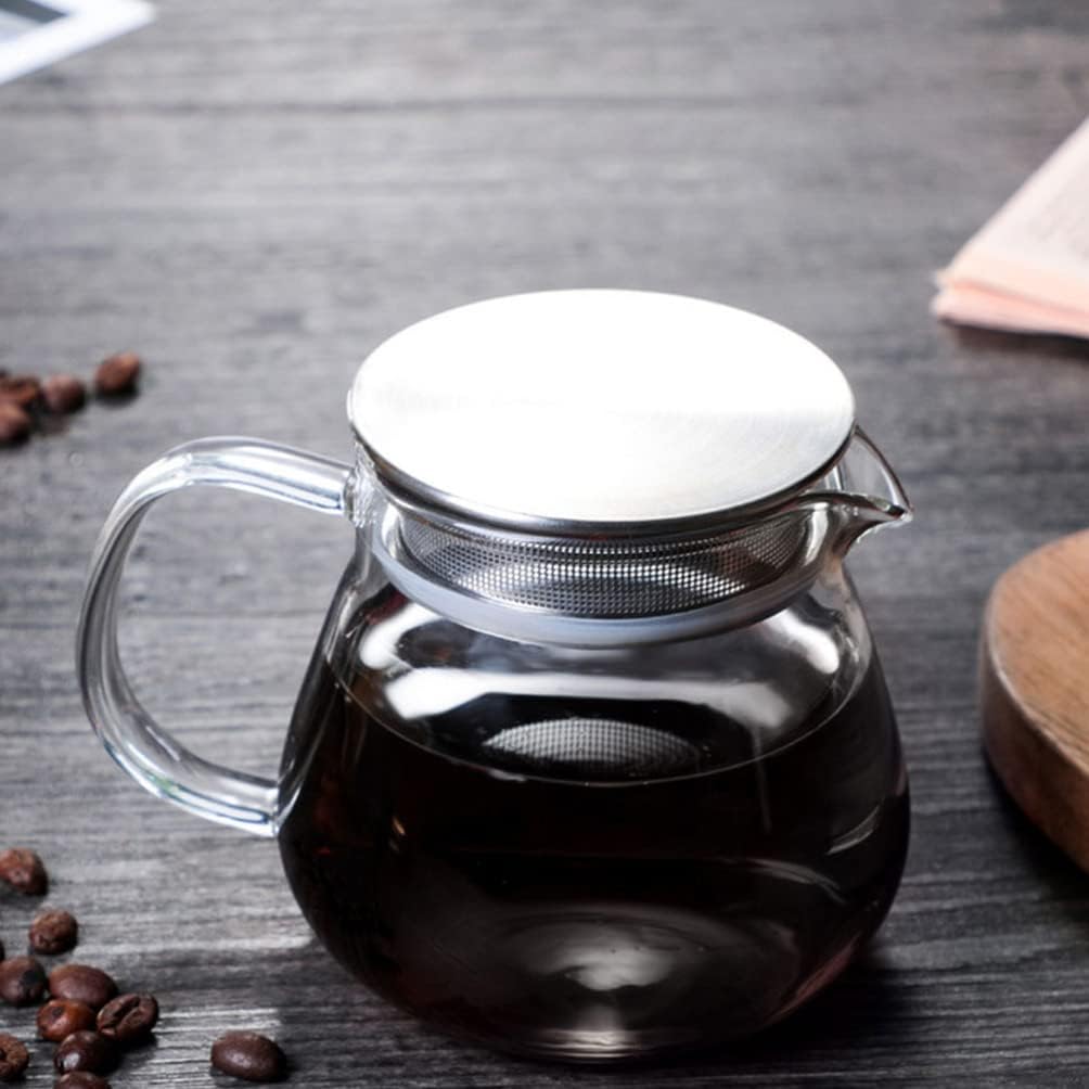 Hemoton Glass Coffee Pot 15Oz Borosilicate Kettle with Built-in Filter Transparent Pitcher for Brewing Coffee Tea and Beverage Serving at Home or Entertaining