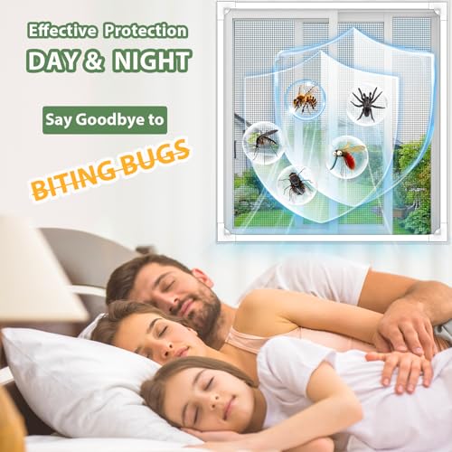 OWYR Adjustable Magnetic Fly Screen Window - DIY Fit Up to 130x150cm, Fiberglass Insect Mesh for Mosquito Net & Bug Screen, Full Frame Magnetic Strip Easy Installation (White Frame Grey Net) - Image 3