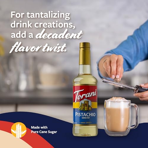 Image of Torani Pistachio Coffee Syrup for Drinks & Desserts, Pump Included, 25.4 Fl Oz