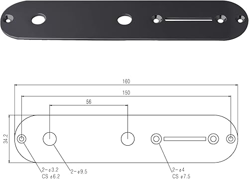 Miniatura 3 de Rubatone Placa de control de guitarra para Fender Tele Telecaster Squier Style Guitarra Eléctrica Metal Negro 1.346 in Ancho