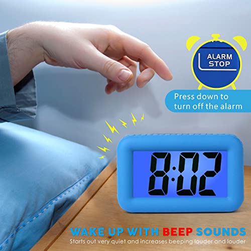 Plumeet EM-8017-BU Digital Alarm Clock Kids With Snooze And Backlight - Simple Travel Clocks Large Lcd Display thumb #4
