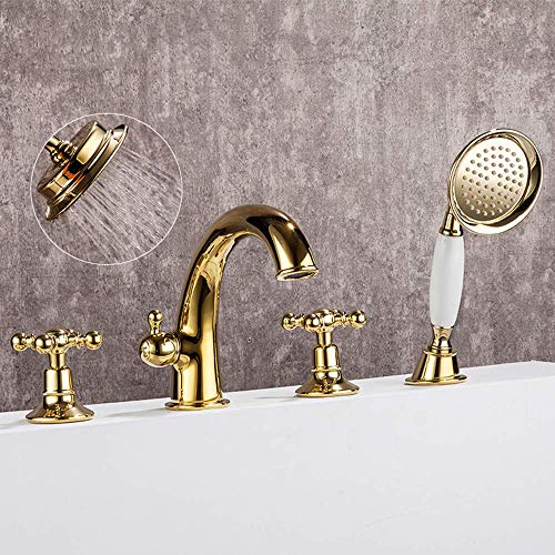 Robinet de baignoire en laiton doré chic avec douchette