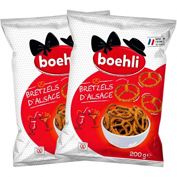 BOEHLI - Lot De 2 Sachets Bretzels Moyennes 400G - Quatre Articles