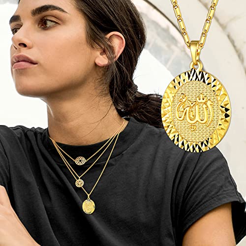 U7 Allah Pendant Necklace with Chain Platinum / 18K Gold Plated Muslim Jewelry Islamic Pendant2