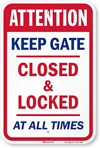 SmartSign - K-2365-HI-12x18 "Keep Gate Closed & Locked At All Times" Pool Safety Sign | 12" x 18" 3M High Intensity Grade Reflective Aluminum 12" x 18" 3M HI Reflective Aluminum