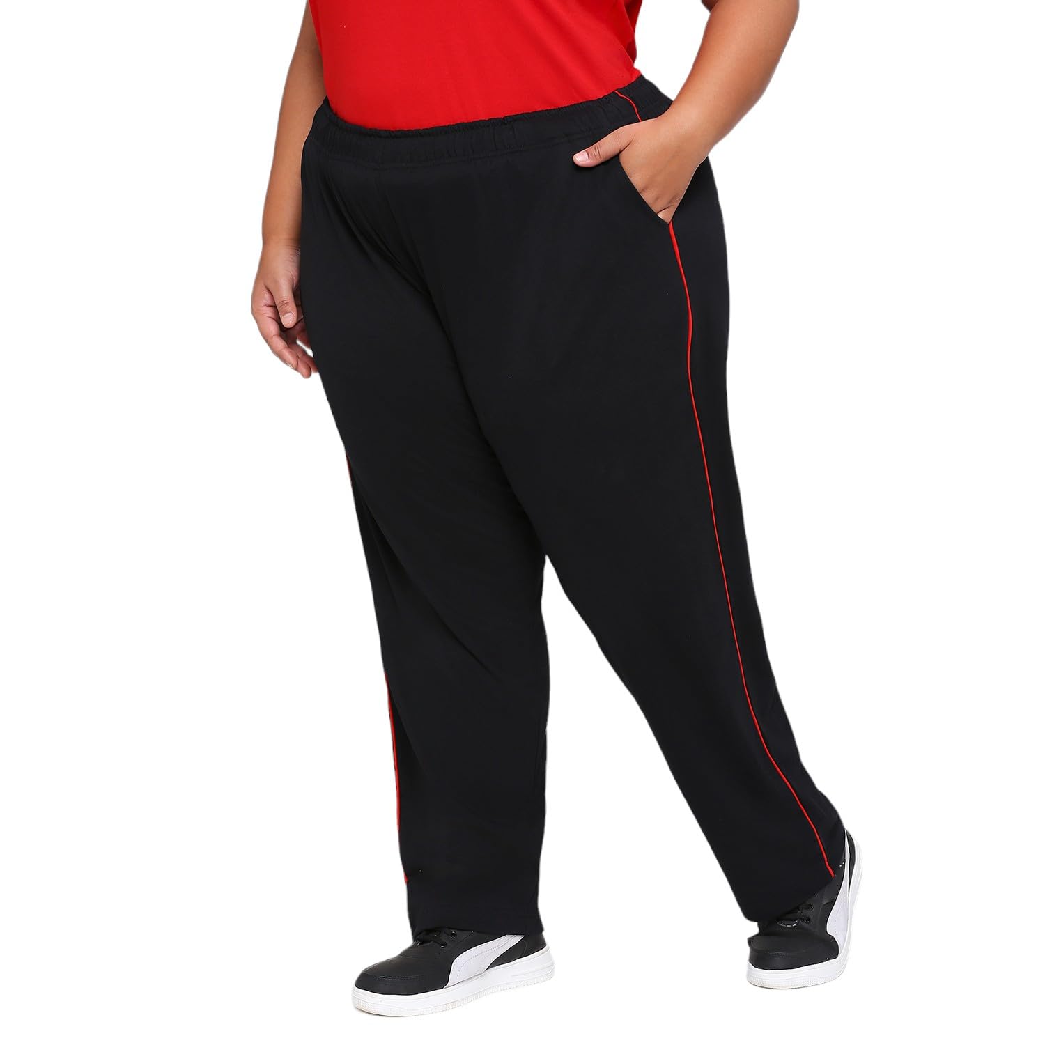 Women Plus Size Track-Pant - Jet Black