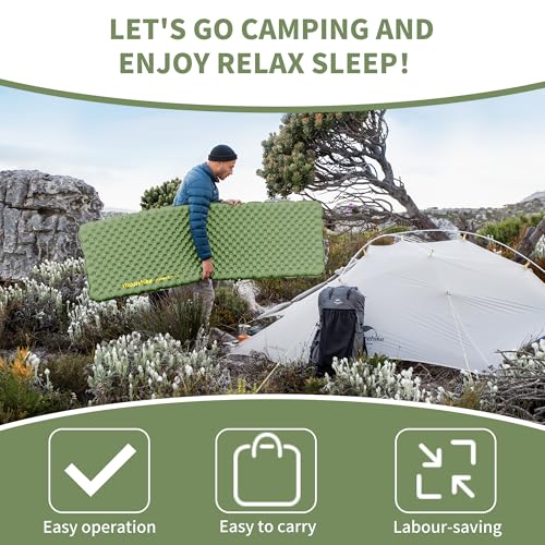 Image of Naturehike 27oz Ultralight Sleeping Pad, Insulated Inflatable Sleeping Pad 4.6R, Lightweight Sleeping Mat for Camping, Hiking, Backpacking, with Air Pump Sack