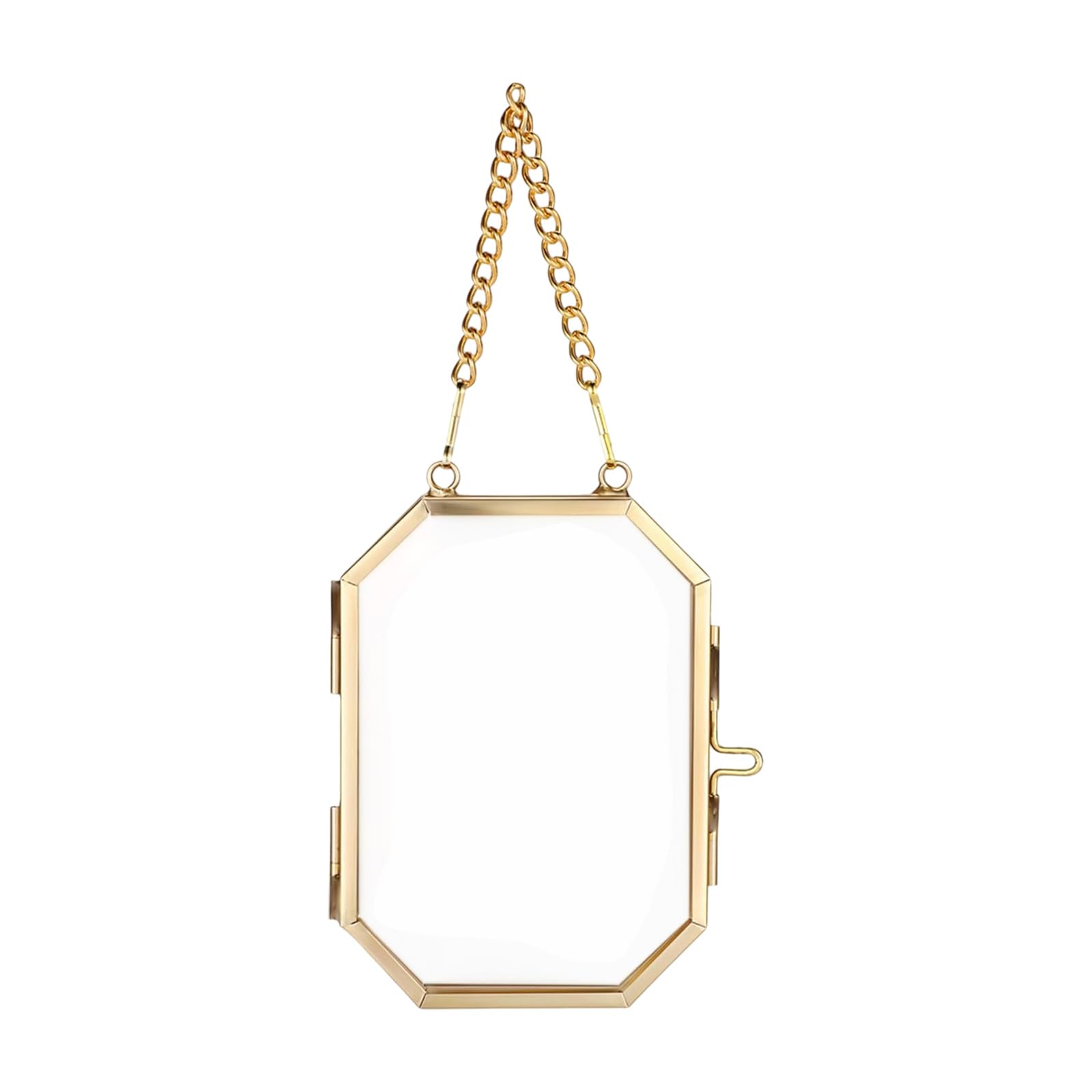 Buxuaaaa A Buxuaaa Octagonal Glass Pressed Flower Frame Home Decoration Floating Photo Frame With Metal Chain For Dried Flower Plant Octagonal Topological