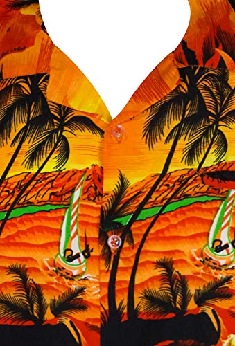 King Kameha Funky Hawaiian Shirt Kids Boys, Shortsleeve, Print Surf, Orange, 10