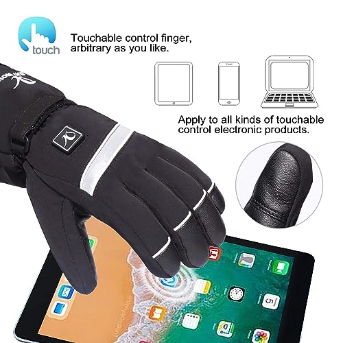 DAY WOLF Heated Gloves Waterproof Hand Warmers for Men Women with 7.4V 2200mAh Rechargeable Battery Touch Screen Electric Gloves for Winter Skiing Skating Camping Snowmobile Motorcycling - Thumbnail 3