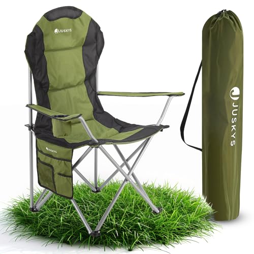 Juskys® Campingstuhl Lido faltbar inkl. Getränkehalter, Seitentasche &...