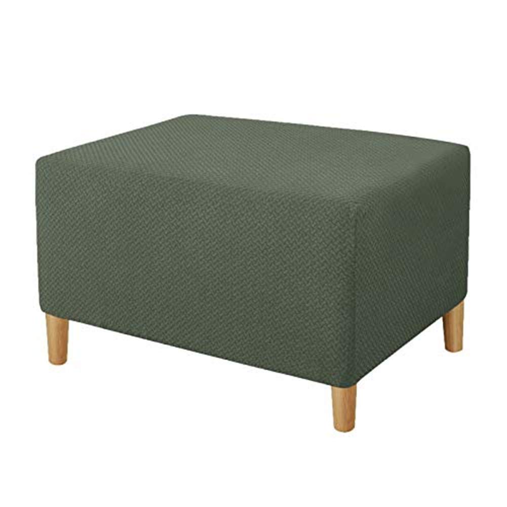 Sylc Green Footstool Cover Rectangle, Ottoman Covers Stretch, Storage Stool Cover, Footstool Protector Cover Dustproof, Ottoman Slipcovers (,Xl)