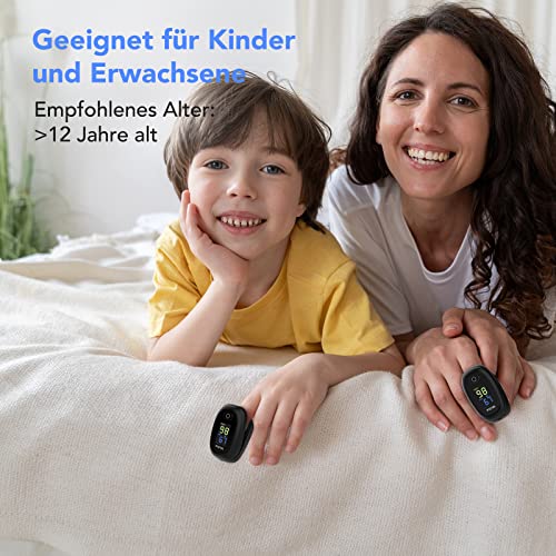 Wellue Pulsoximeter, Sauerstoffsättigung Messgerät Finger, Tragbares Oxygen Saturation Monitor und...