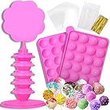 Palksky Cake Pop Maker Kit, Silicone Cake Pop Mold with Cake Pop Stand Holder 100Pcs Cake Pop Sticks And Wrappers for Lollipops, Hard Candy,...
