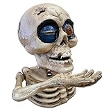 Skull One Eye Cast Iron Mechanical Coin Bank with Painted Antique Finish (6" x 5.5")