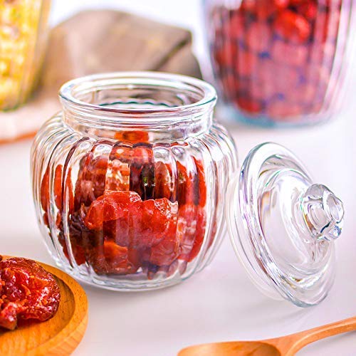 Image of bellemax 500ML Clear Glass Storage Jar With Air Tight Glass Lids- Airtight Food Jars Glass Kitchen Containers For Pantry, Pickle Jar, Sugar Pasta Cereal Flour Sugar Storage Jar (BM-06, Set of 2)