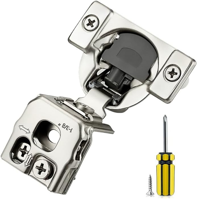 Ravinte 10 Pack 5 Pairs 1-3/8 inch Overlay Cabinet Hinges Kitchen Soft Close Cabinet Hinges Hidden Door Hinge for Kitchen Cabinet Stainless Steel Adjustable Hinges Satin Nickel Cabinet Hardware