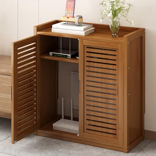 Gabinete de router de bambú minimalista: soporte premium con gestión de cables 2