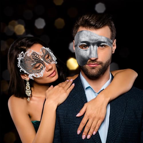 Image of Coddsmz Couples Masquerade Mardi Gras Christmas Venetian Cosplay Costume Halloween Party Mask Set