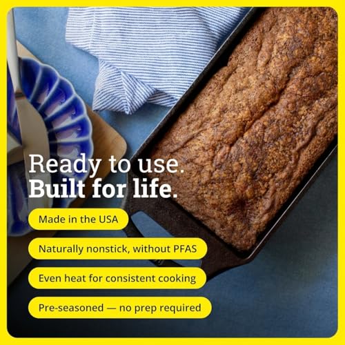 Image of Lodge Cast Iron Loaf Pan - 8.5 x 4.5 Inch PFAS-Free Bread Baking Pan - Naturally Seasoned Cast Iron Bakeware for Sourdough, Meatloaf, Breads, and More - Made in the USA - 2 Pack