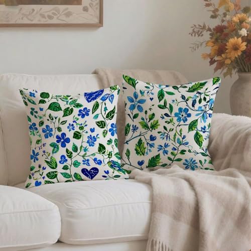 Housse de coussin 75x75 cm imperméable double face bleu avec zip invisible - 4