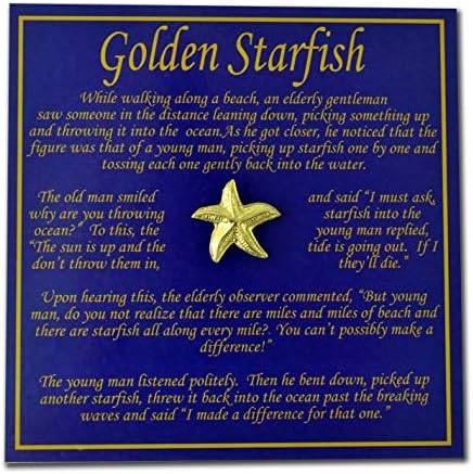 StockPins Gold Starfish "You Make a Difference" Lapel Pin with Gift Card – Perfect for Employee and Volunteer Recognition