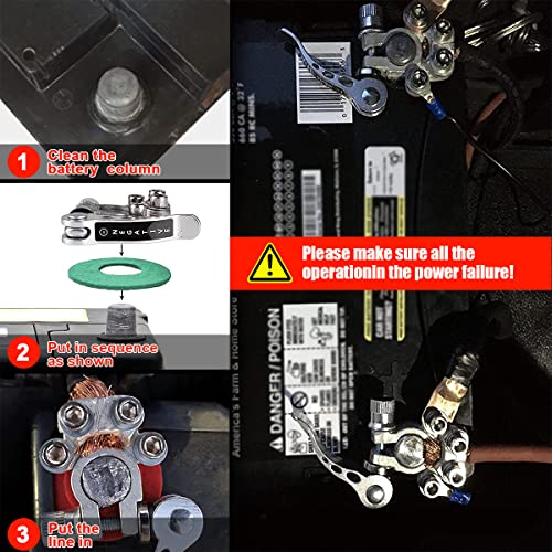 image for Moly Magnolia Car Battery Terminal Connectors, 2Pcs 4 Way Quick Releas