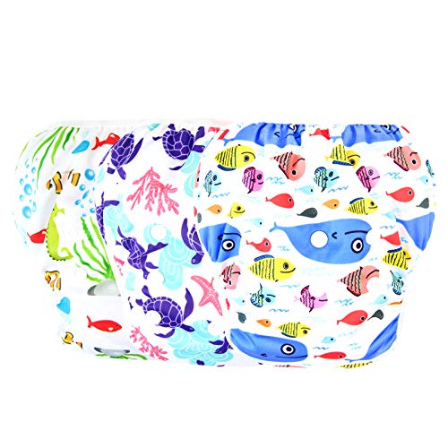 Image of Langsprit 3 Pack Swim Diaper for Baby & Toddle,Reuseable Washable Diaper Swim for Swimming Lesson & Baby Shower Gifts