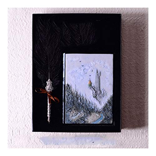 Cuadernos Vintage Relieve Manuscrito, Notebook página en Blanco, el Bloc de Notas A5 Diario de la Caja de Regalo Set, Tapa Dura for el Home Office Business School blocs de Notas