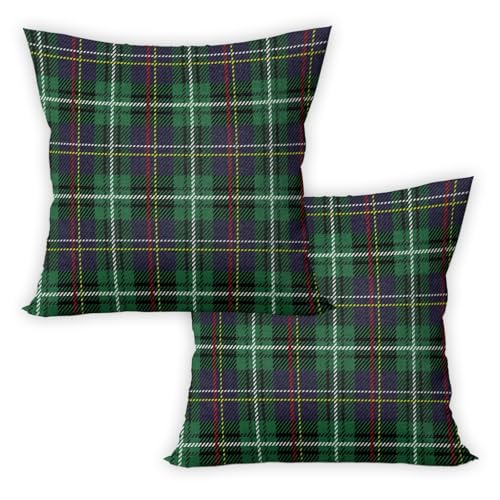 ggaimwf Tartan Housse Coussin 40x40cm Coussins à thème écossais Oreillers à Carreaux Vert Ferme Taie d'oreiller Decoratif Velours Coussin de canapé Style...