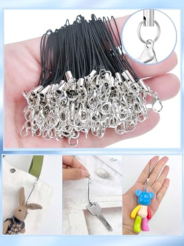 Evnlo 100Pcs Phone Charms Strap with Lobster Clasp,Lanyard Strap Cell Phone Charm for Keychain Clasps, USB Drive DIY Jewelry Mobile Accessories Charms