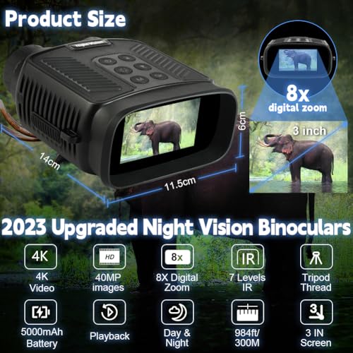 Fernglas mit Kamera und Nachtsichtgerät von Vicloon 4K mit 5000mAh