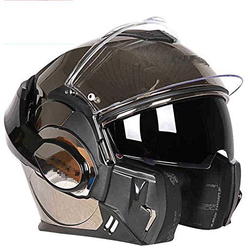 gyl Flip Front Motorcycle Helmet-Motorcycle Helmet-Casque Ouvert à Double Objectif FF399-pour Homme Adulte,C-XL