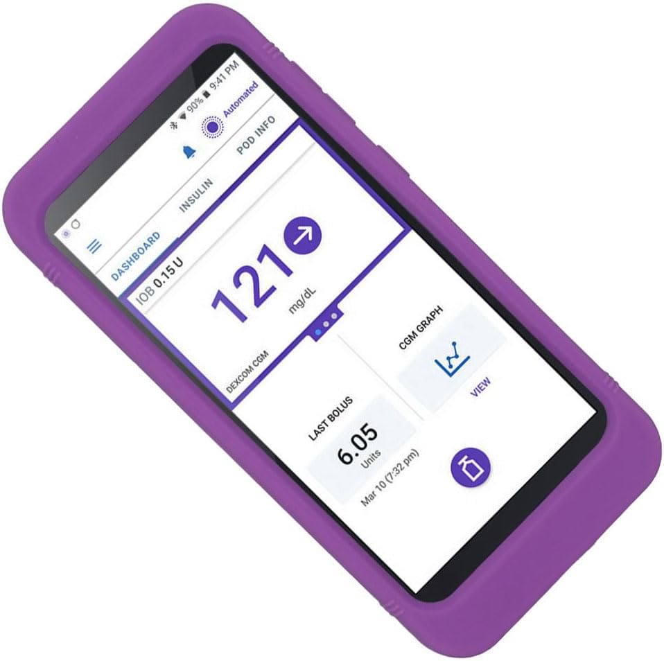 Funda de silicona premium (más ajustemás coberturamás protección) para receptor Omnipod 5 (monitoreo continuo de glucosa) (morado)