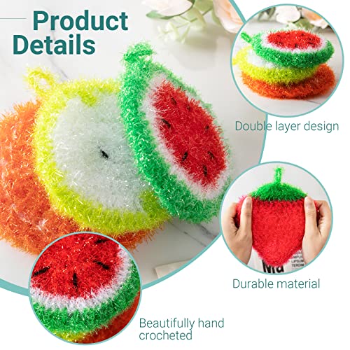Image of Kenning 16 Pcs Dish Scrubber Non Scratch Dish Washing Scrubbers Reusable Household Cleaning Kitchen Tools for Dishwashing Washing Dishes Cookware Tubs Sinks(Fruit)