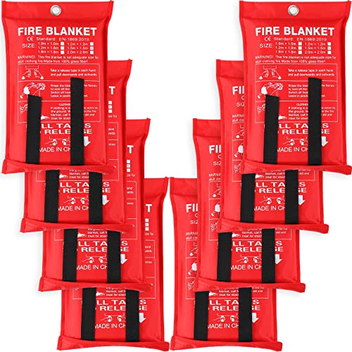 Image of Jerify 8 Pack Fire Blanket for Home Emergency Fire Blanket 47 x 47 Inch Kitchen Fire Suppression Blanket Fiberglass Fire Blanket Flame Retardant Protection and Heat Insulation (Red)