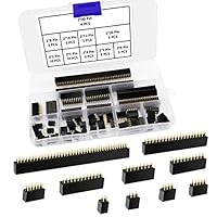 VooGenzek 65 Stück 2.54mm Female Pin Header Double Row Pin, Gerade Einreihige Platine Weibliche Stiftleiste Sockel Steckerleiste, für Arduino Stackable Shield (2 * 2/3/4/5/6/8/10/12/20/40 Pin)