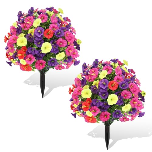 Artificial Eucalyptus Topiary Ball Trees with Flowers for Outdoor with Ground Spike 24