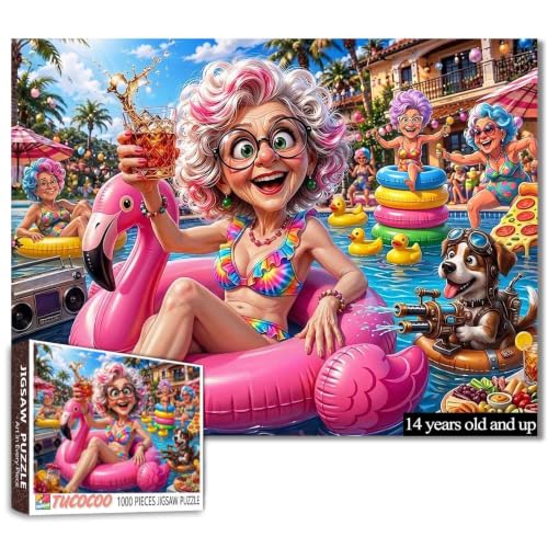 Happy Grandma Jigsaw Puzzle 1000 Pieces for Adults Summer Party Puzzle