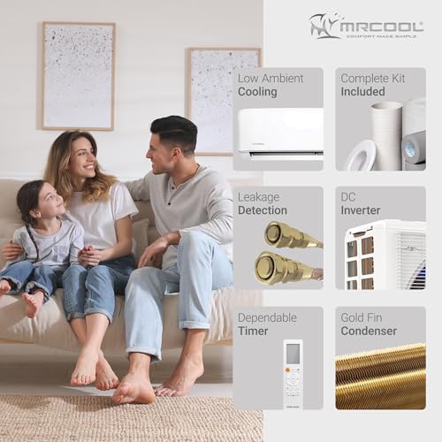 Image of MRCOOL 9000 BTU 115V Ductless Inverter Mini Split Air Conditioner & Heat Pump System, 5th Gen DIY - Wall-Mounted AC Unit w / Heating and Cooling for Home, Office & Commercial Space